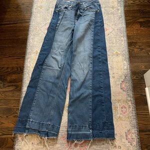 GAP Two-Tone Blue Flare Jeans; womens